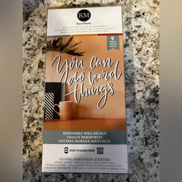 NIB “You Can Do Hard Things” Motivational Quote Peel and Stick Wall Decal - Picture 1 of 3